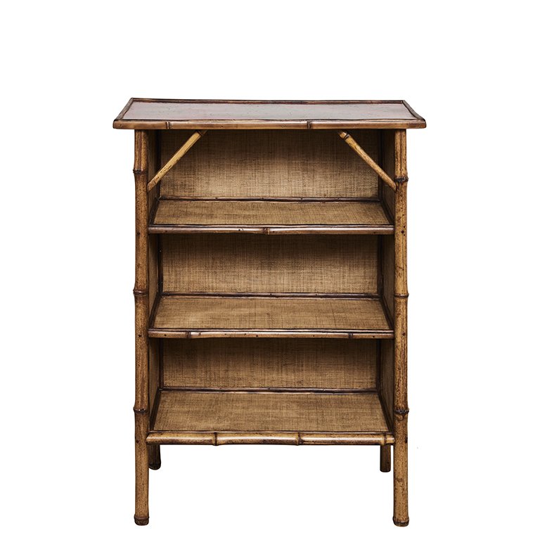 English Victorian bamboo bookcase with lacquer top — Jefferson